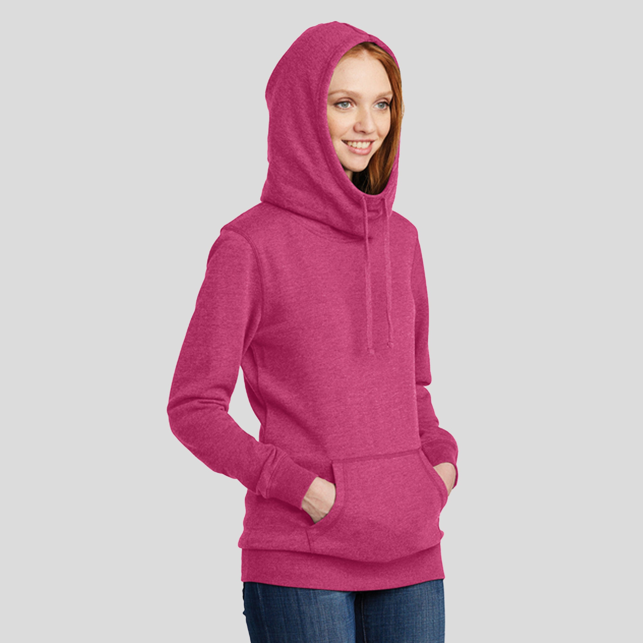 Women’s Lightweight Fleece Hoodie | Heathered Pink Azalea