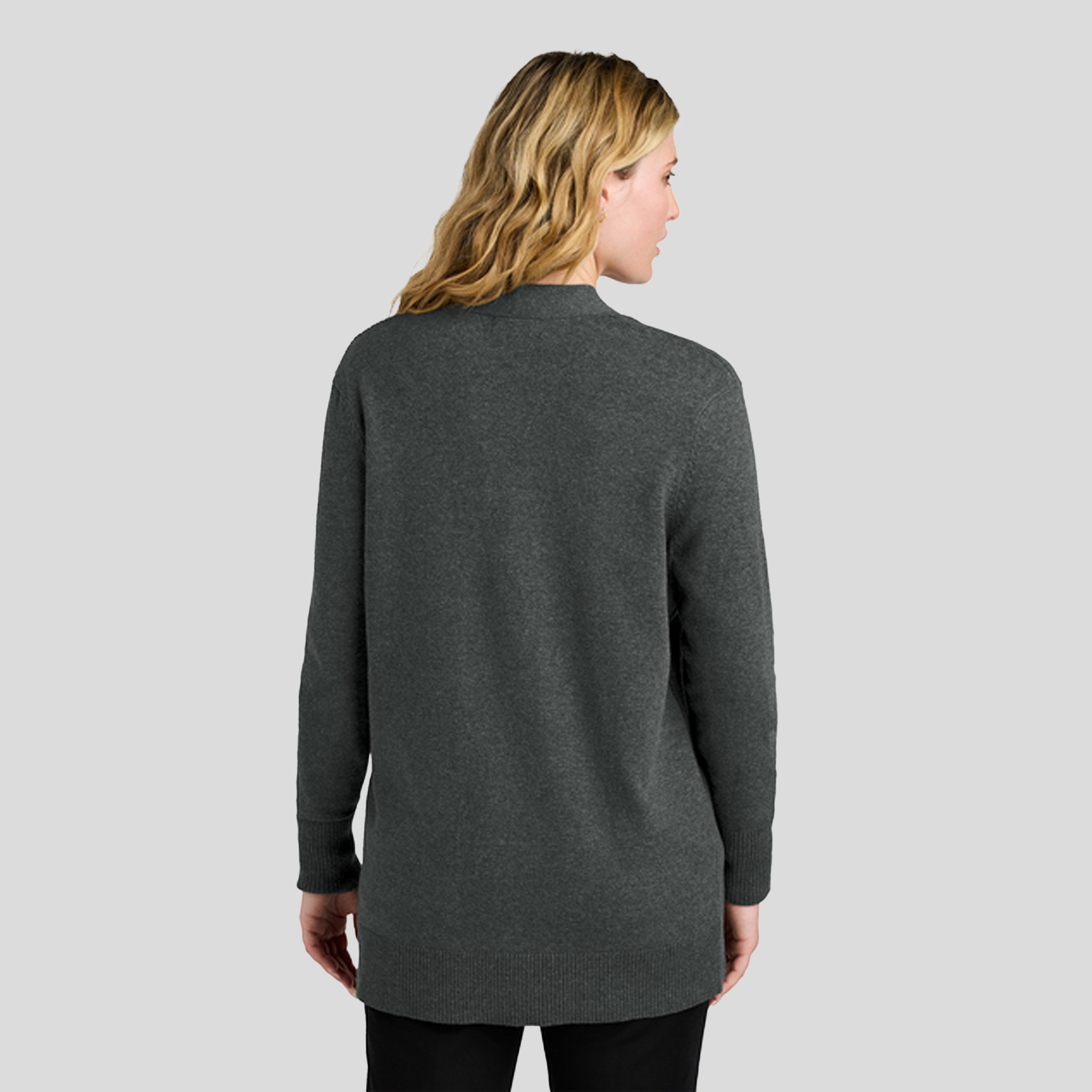 Women’s Easy Care Open-Front Cardigan Sweater | Charcoal Heather