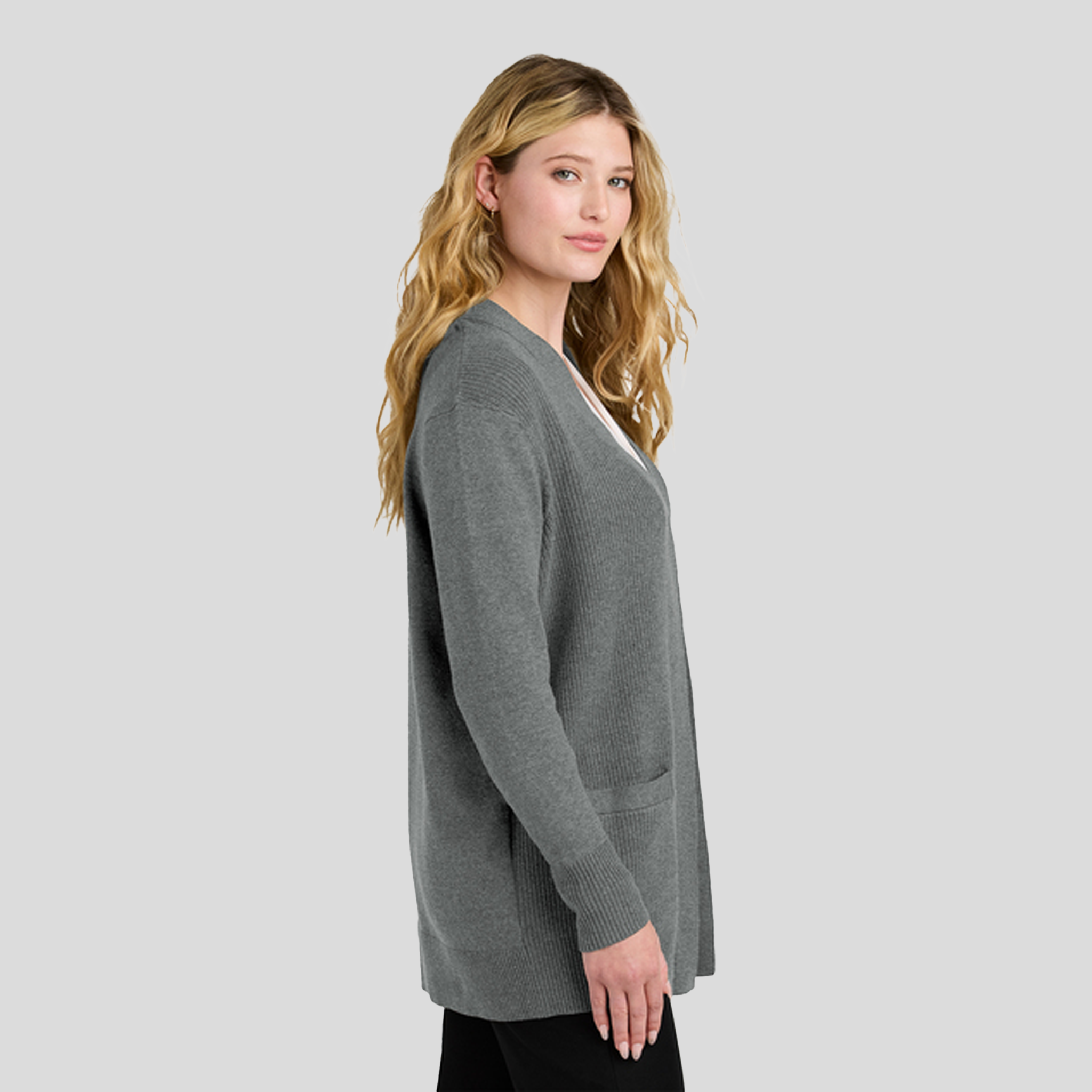 Women’s Easy Care Open-Front Cardigan Sweater | Medium Heather Grey