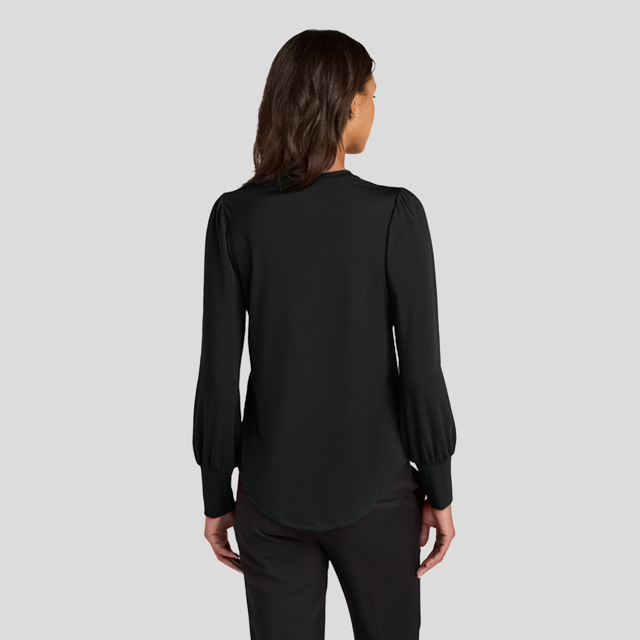Women’s Stretch Jersey Long Sleeve Blouson Top | Deep Black