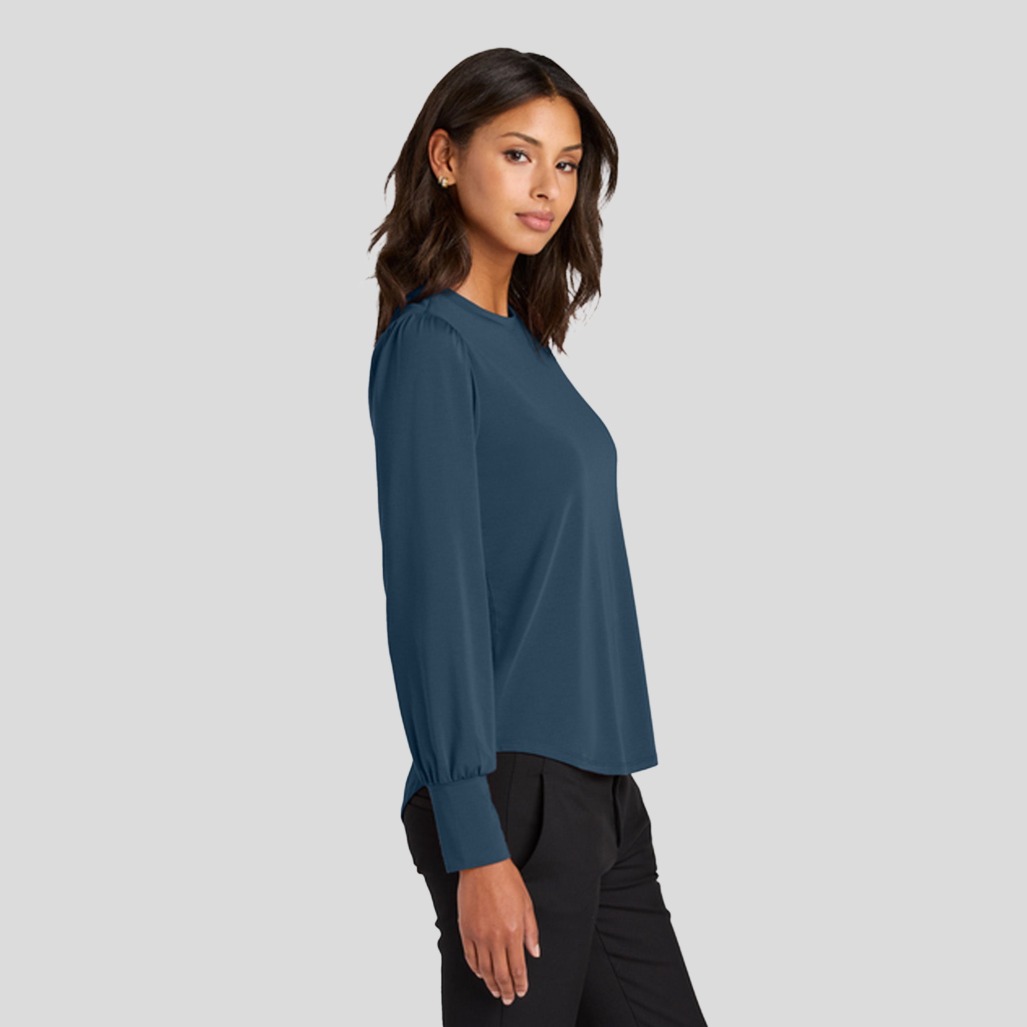 Women’s Stretch Jersey Long Sleeve Blouson Top | Insignia Blue