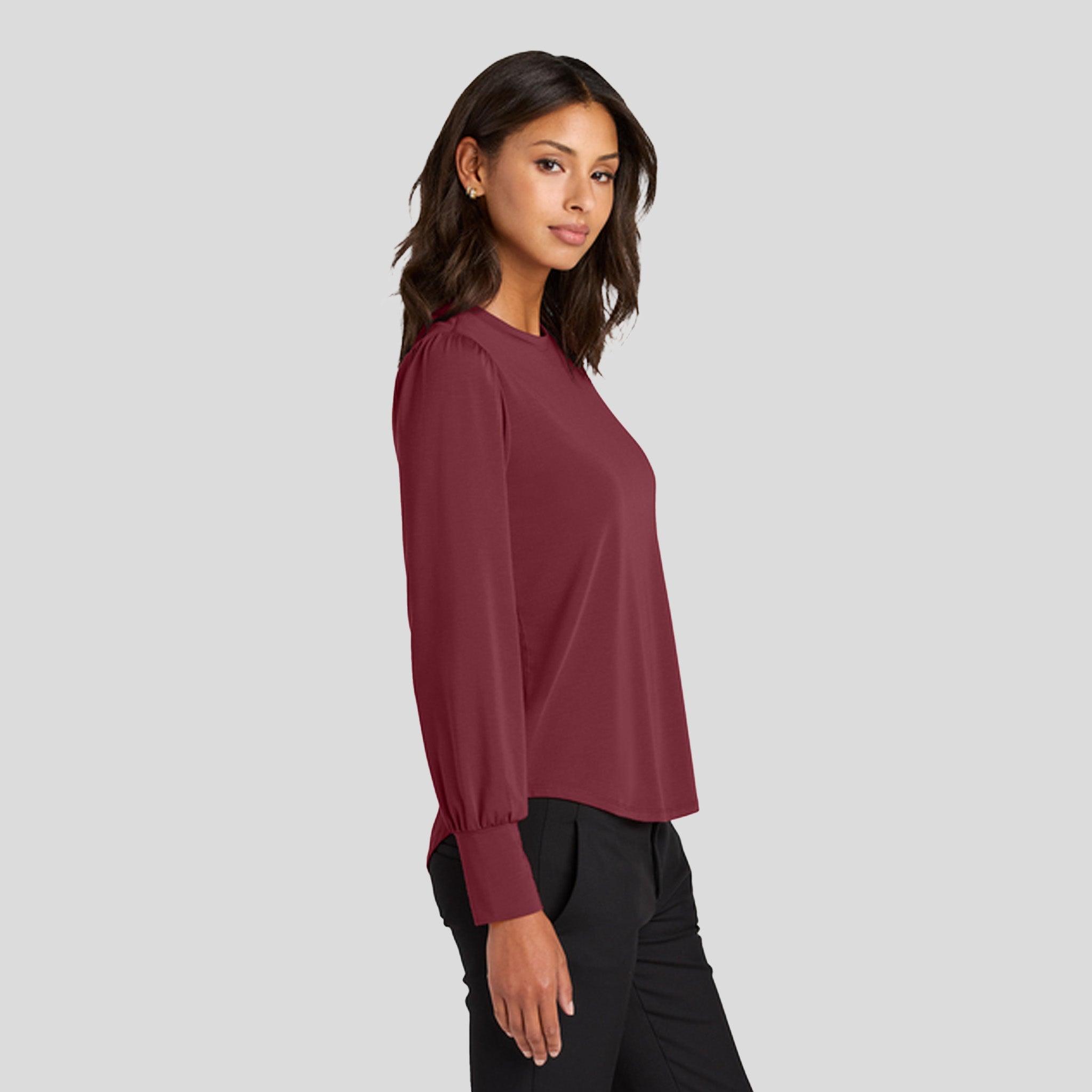 Women’s Stretch Jersey Long Sleeve Blouson Top | Rosewood