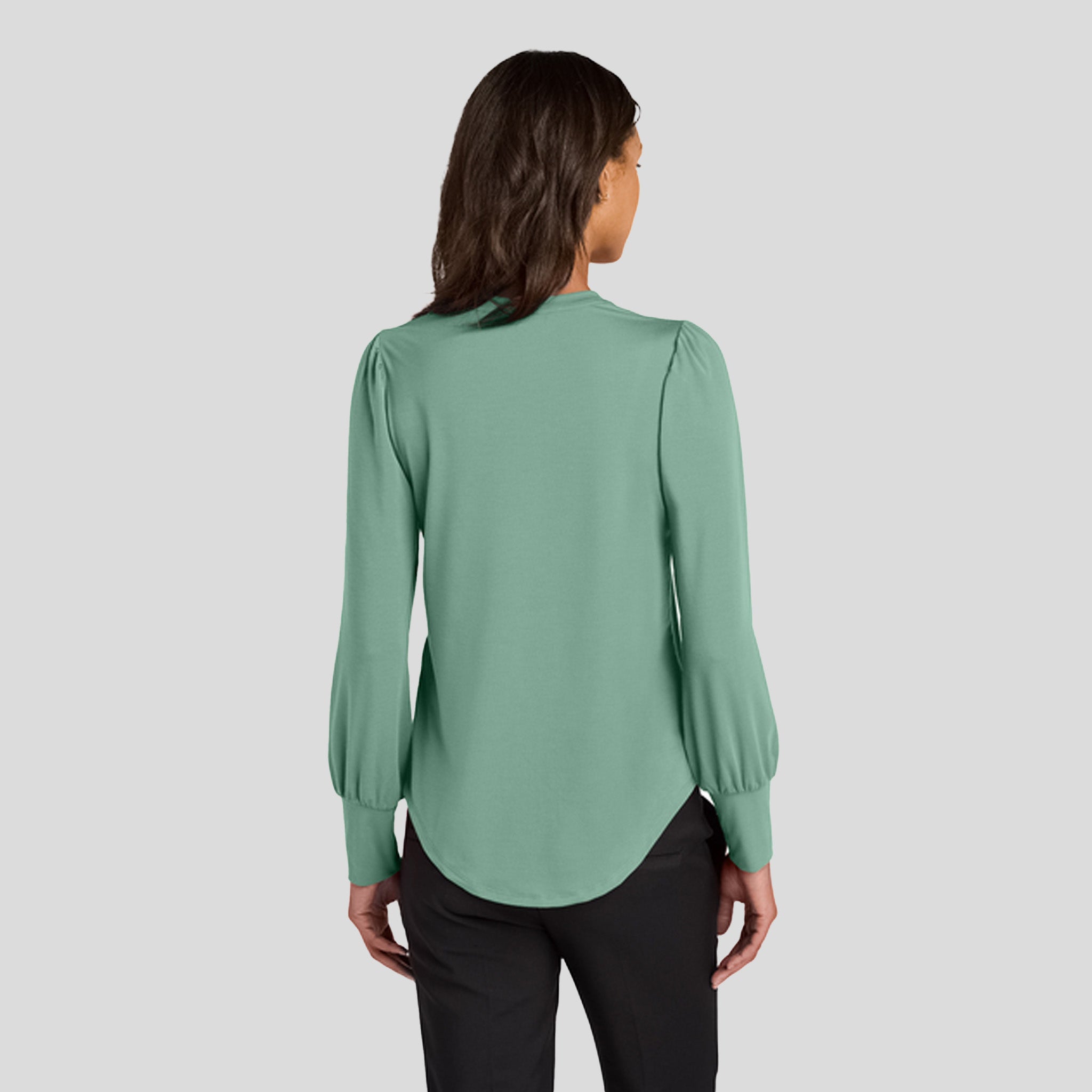Women’s Stretch Jersey Long Sleeve Blouson Top | Sage