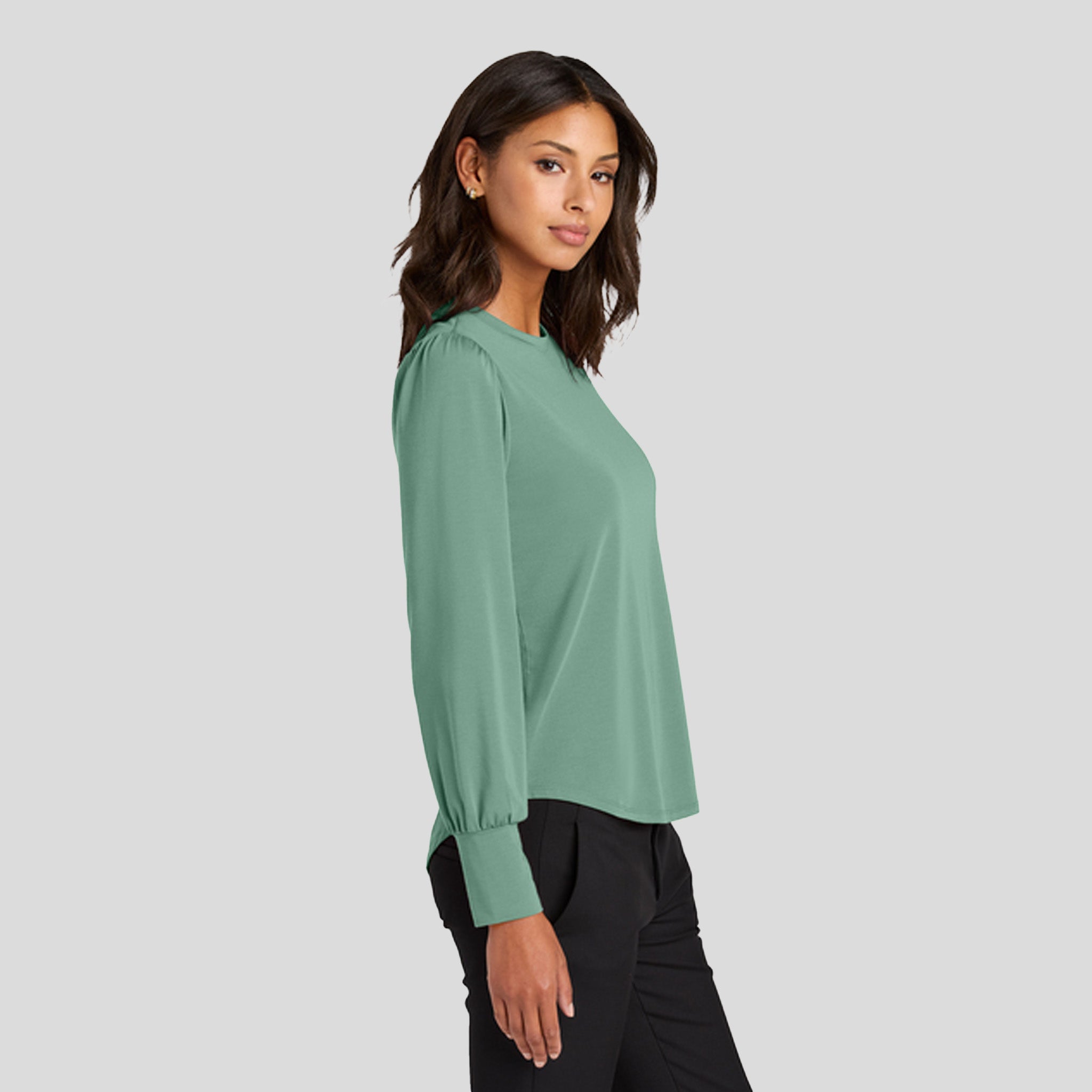 Women’s Stretch Jersey Long Sleeve Blouson Top | Sage