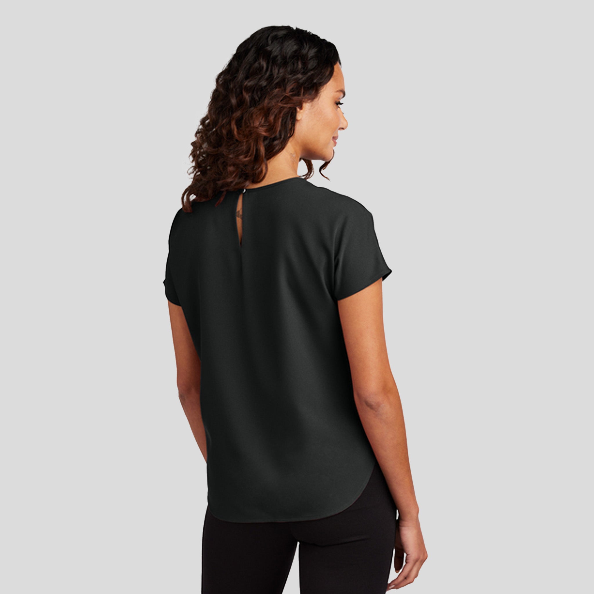 Women's Stretch Crepe Crew | Deep Black