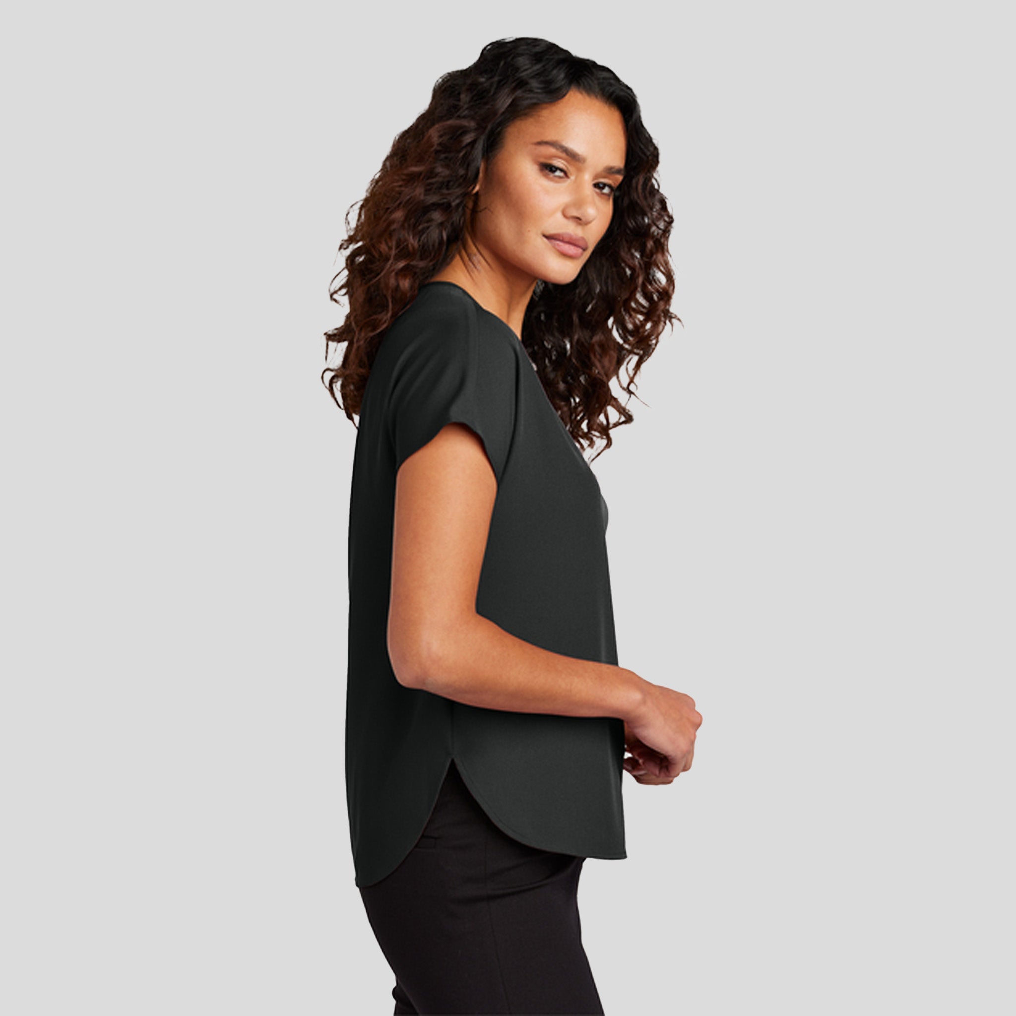 Women's Stretch Crepe Crew | Deep Black