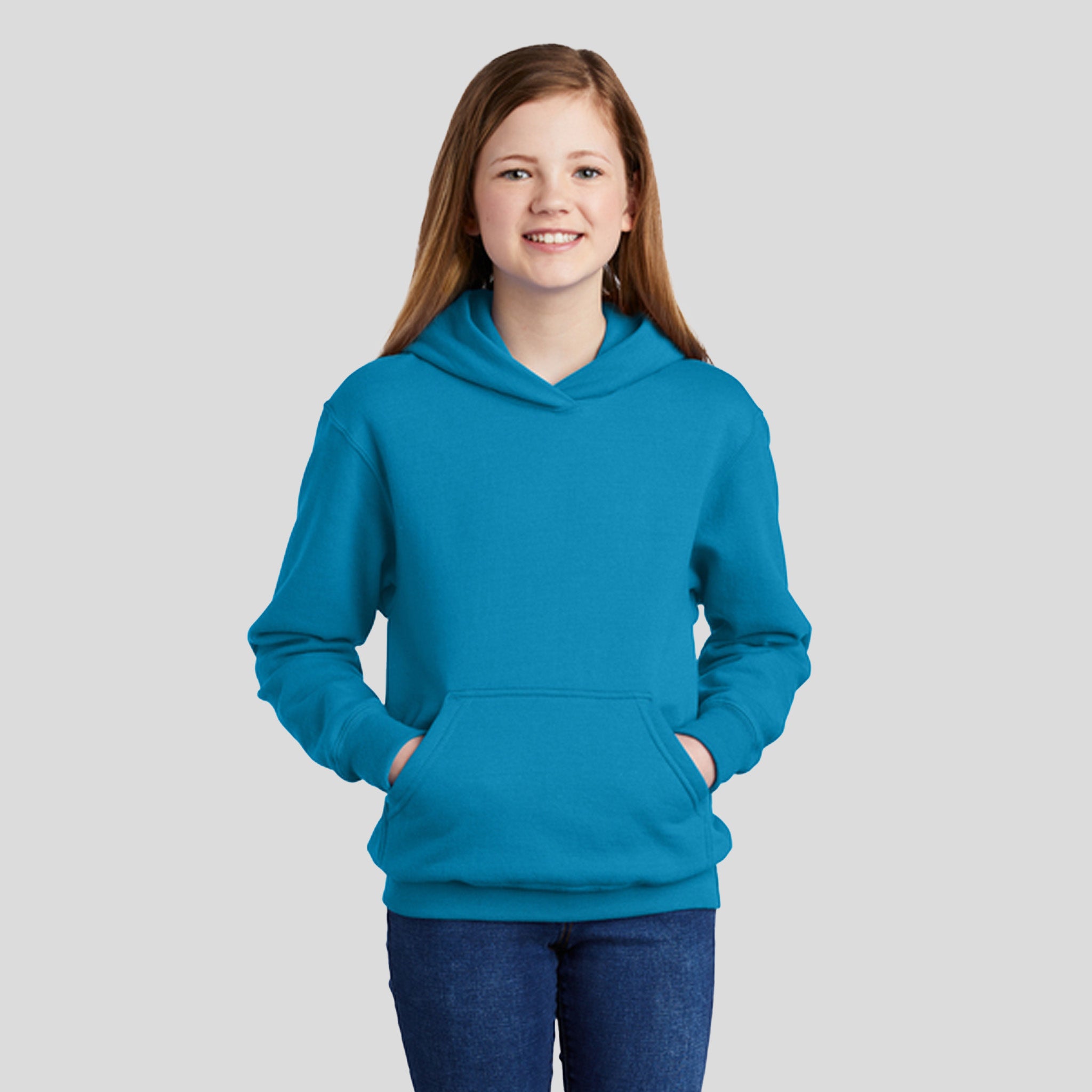 Youth Core Fleece Pullover Hooded Sweatshirt | Neon Blue