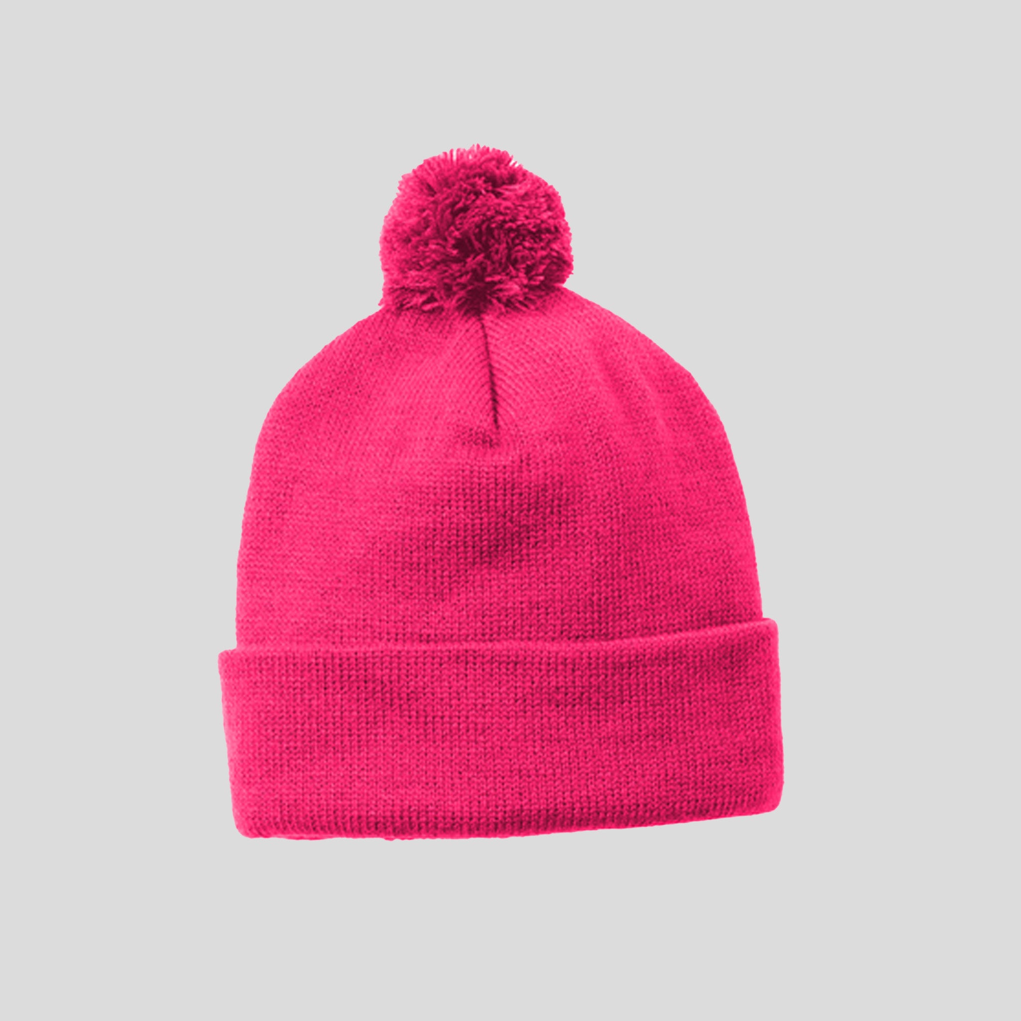 Solid Pom Pom Beanie | Pink Raspberry