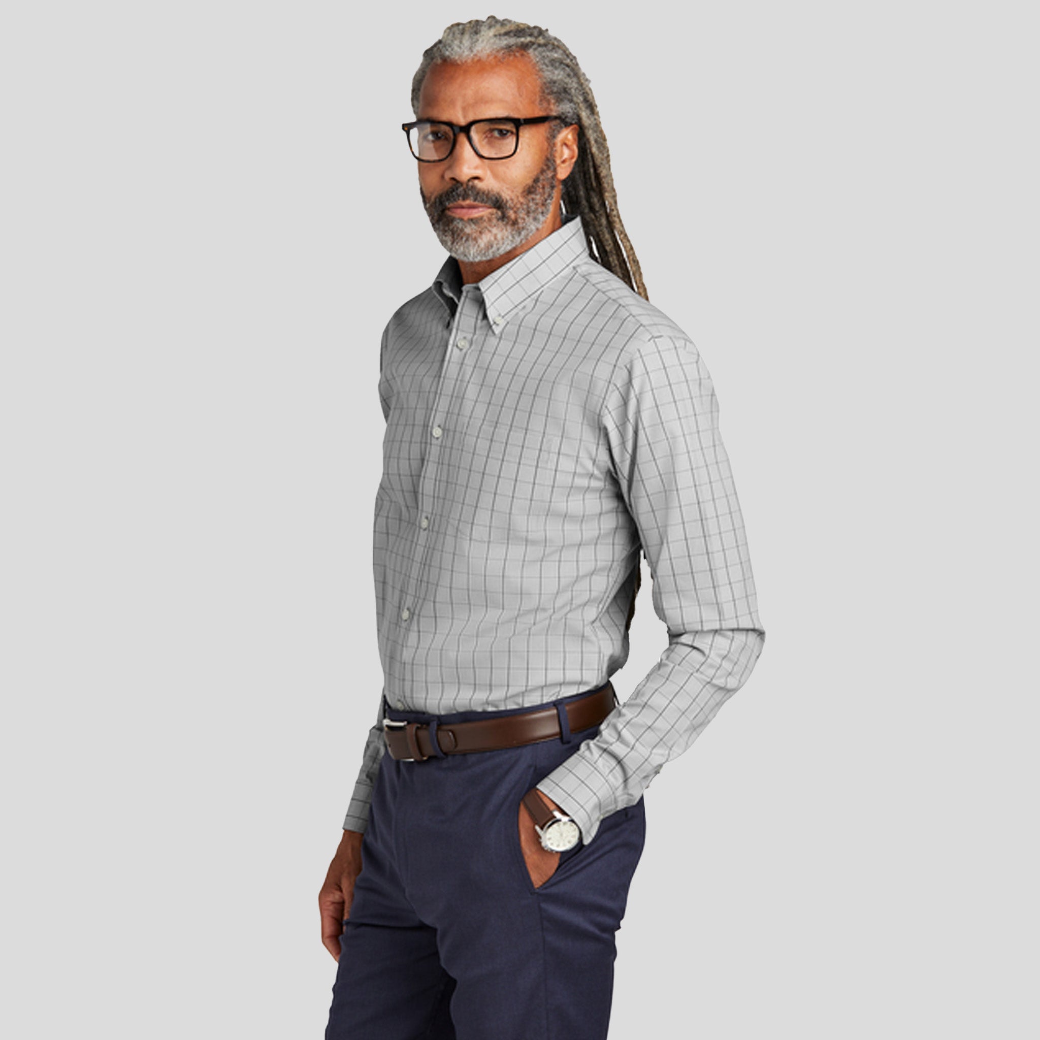Wrinkle-Free Stretch Patterned Shirt | Shadow Grey