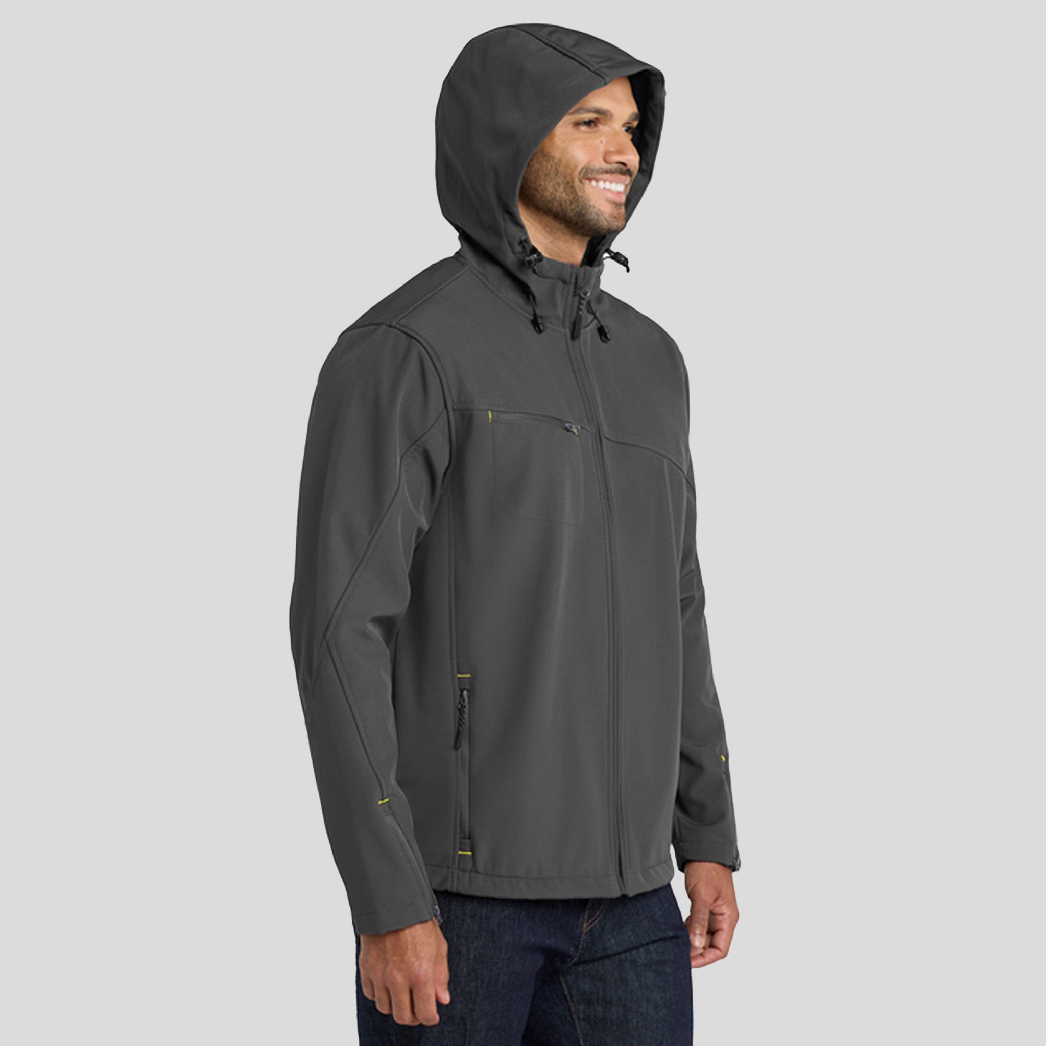 Men's Textured Hooded Soft Shell Jacket | Charcoal