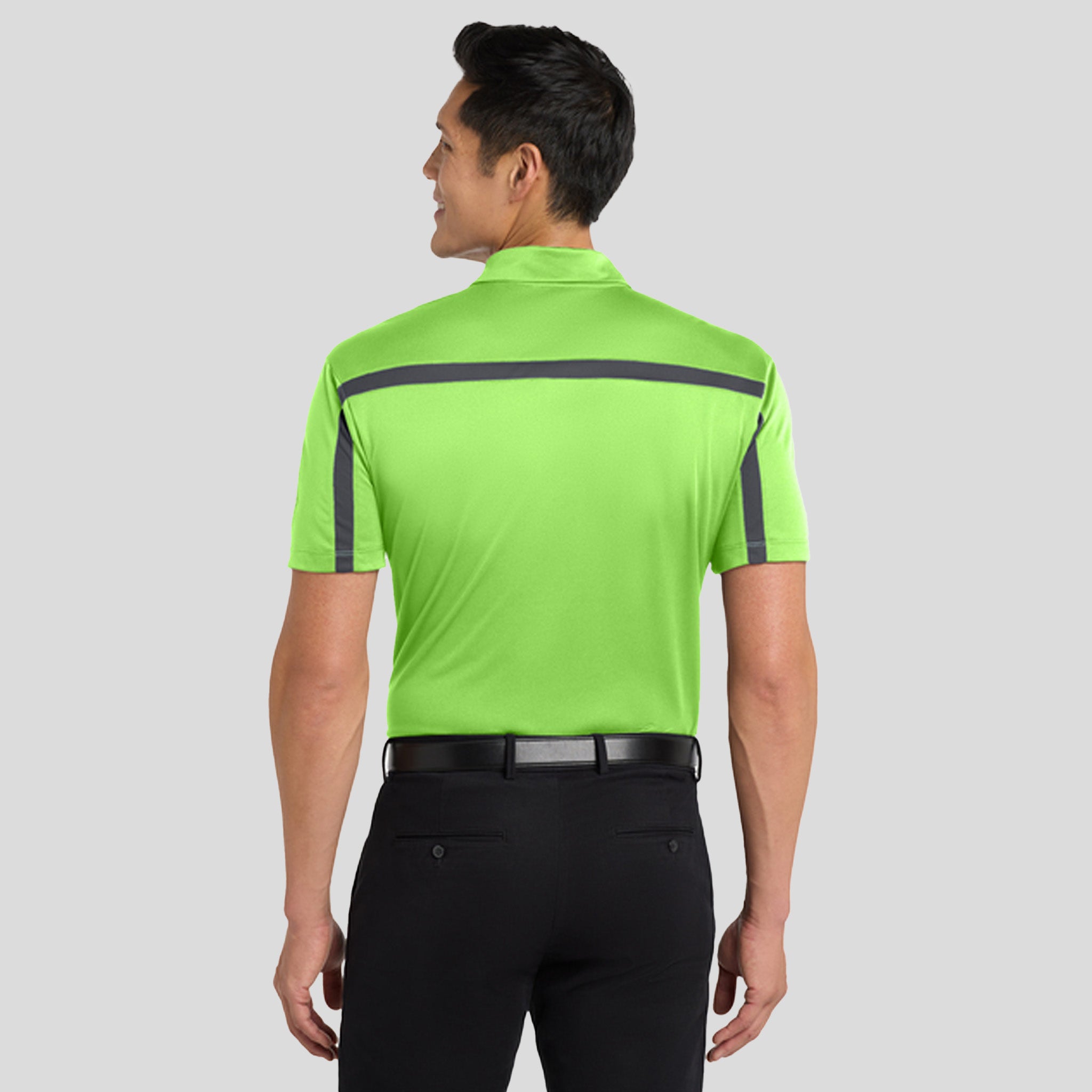 Silk Touch™ Performance Colorblock Stripe Polo | Lime/Steel Grey