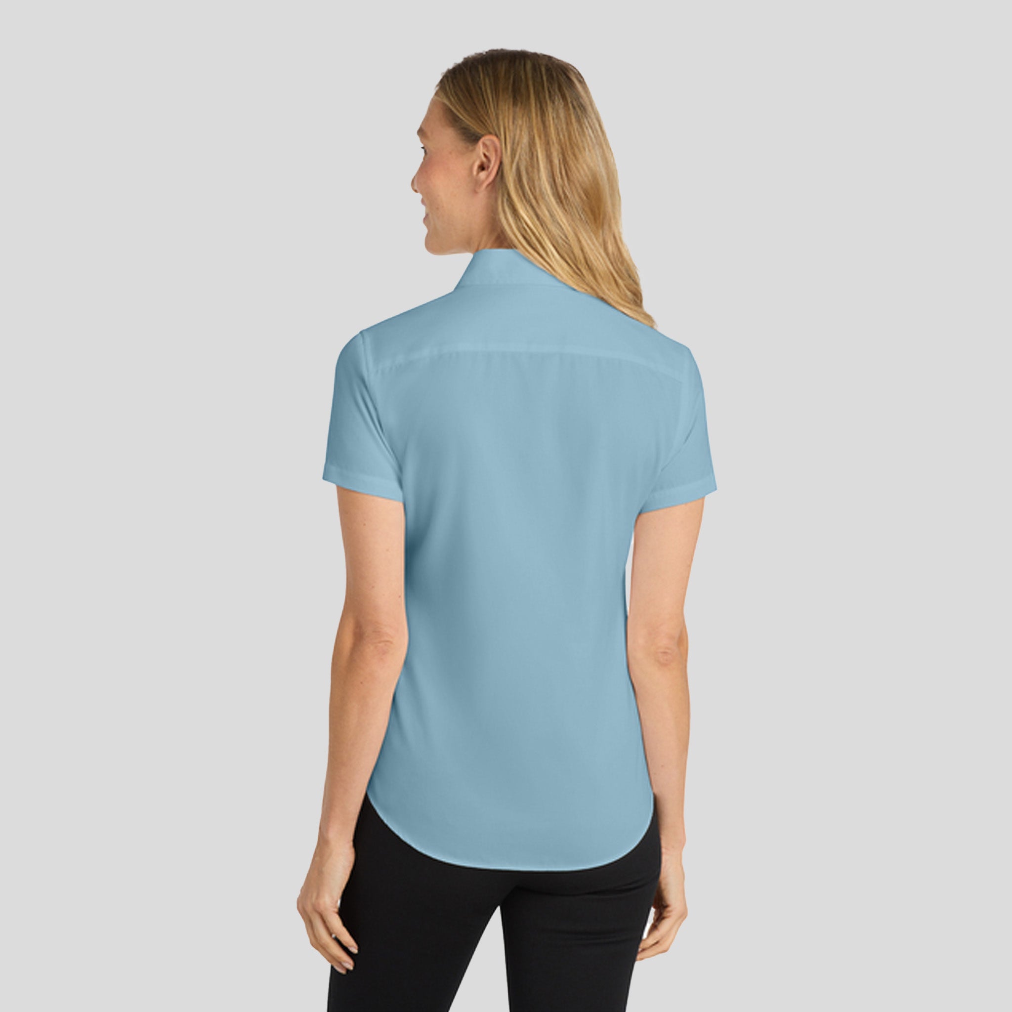 Women's Short Sleeve Easy Care Shirt | Light Blue/Light Stone