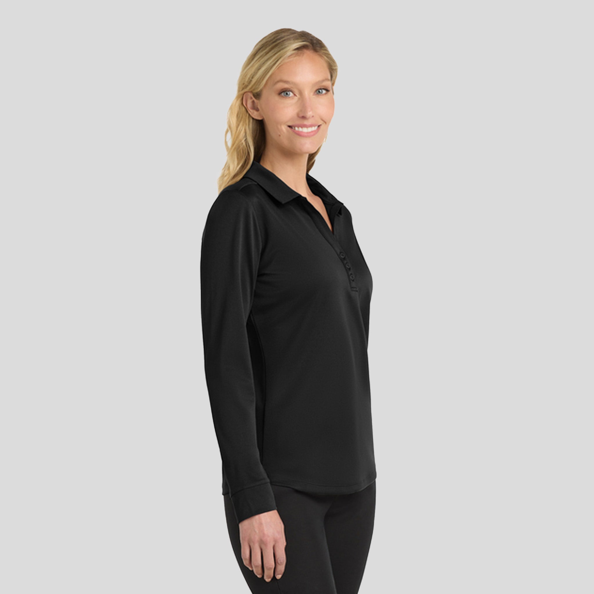 Women's Silk Touch™ Performance Long Sleeve Polo | Black