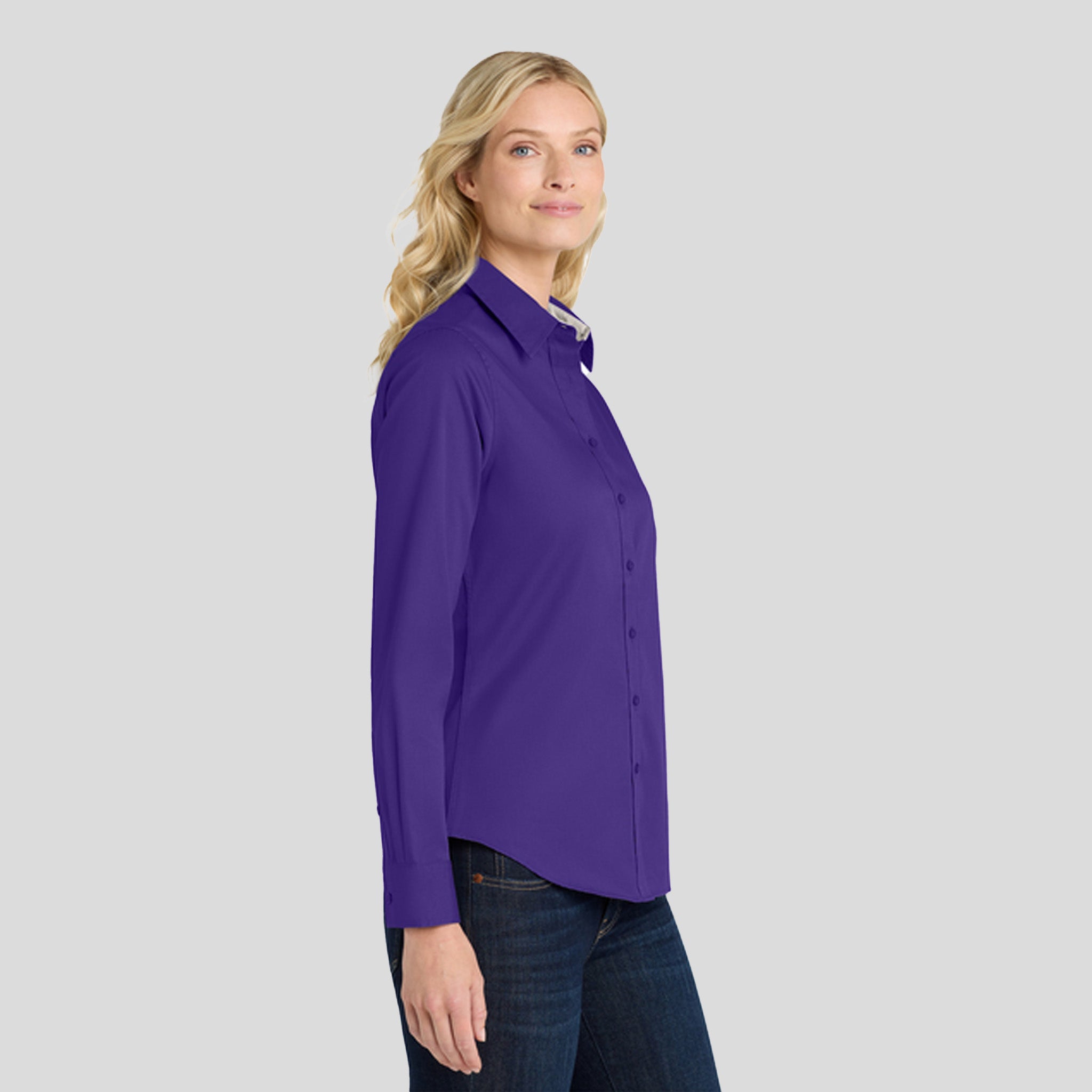 Women's Long Sleeve Easy Care Shirt | Purple/Light Stone