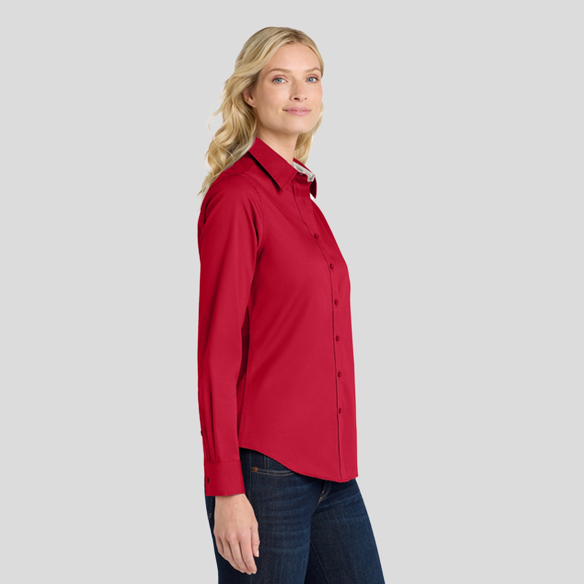 Women's Long Sleeve Easy Care Shirt | Red/Light Stone