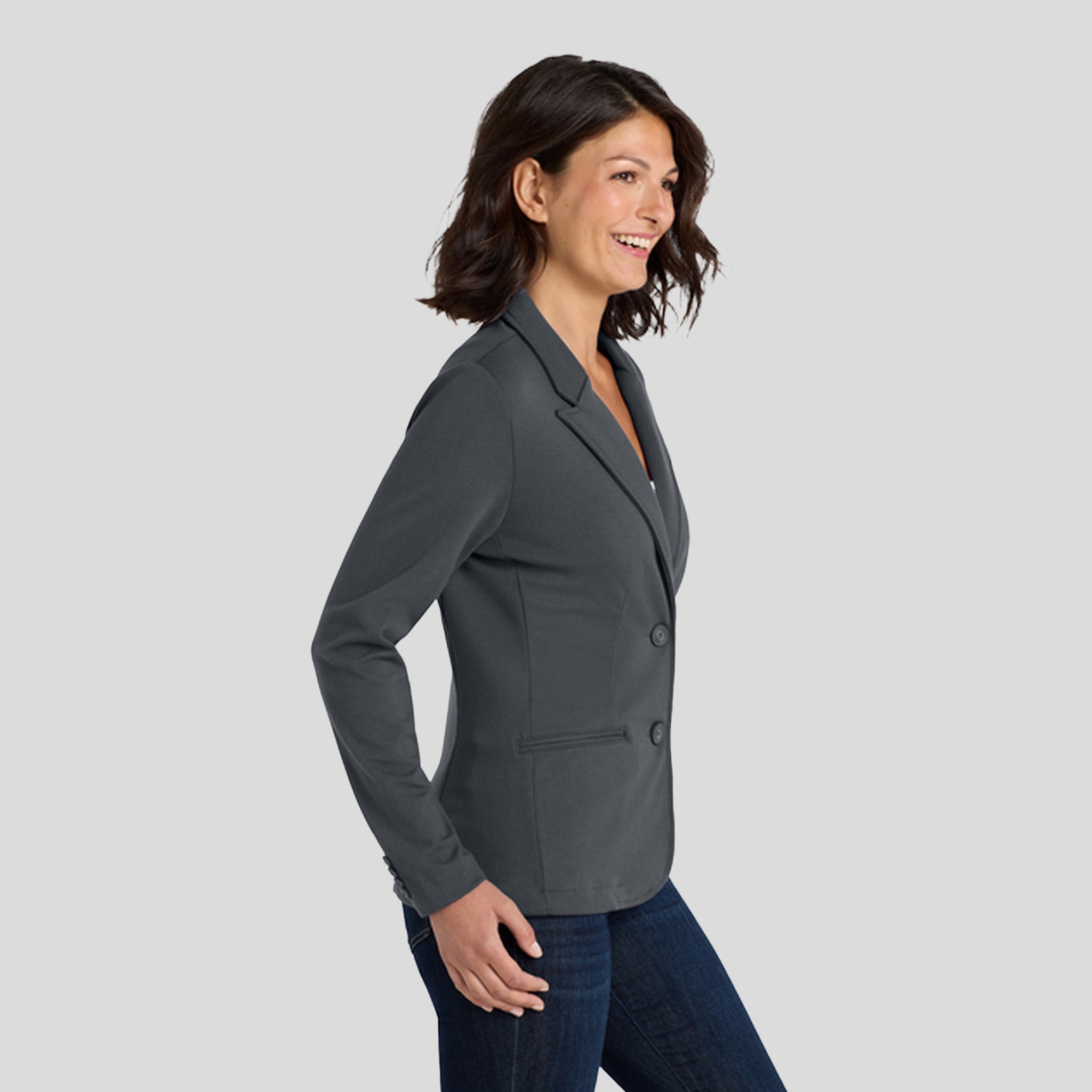 Women's Knit Blazer | Battleship Grey