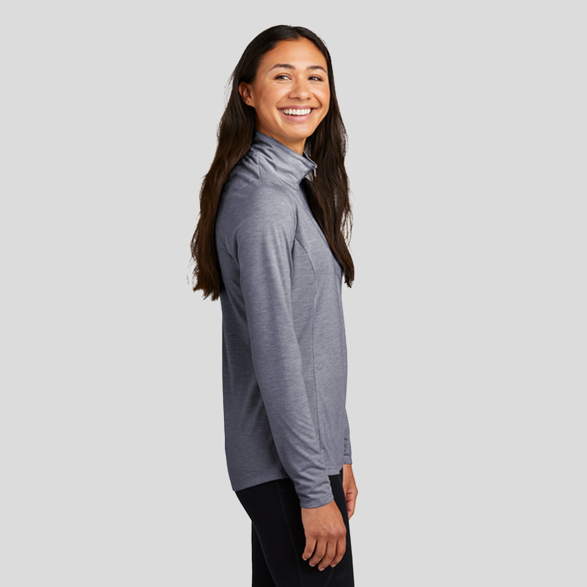 Women's PosiCharge ® Tri-Blend Wicking 1/4-Zip Pullover | True Navy Heather