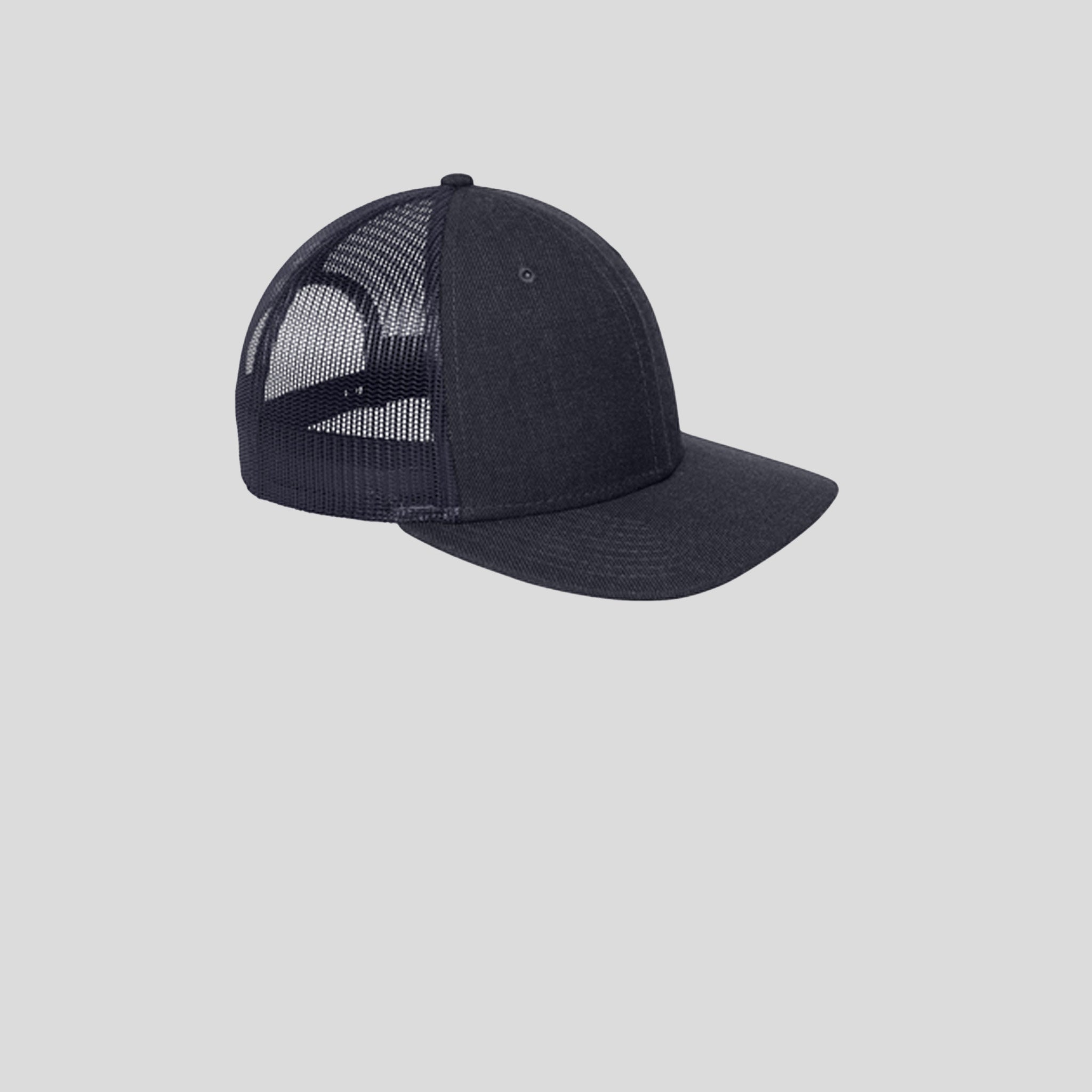 Snapback Low Profile Trucker Cap | Heather Navy/Navy