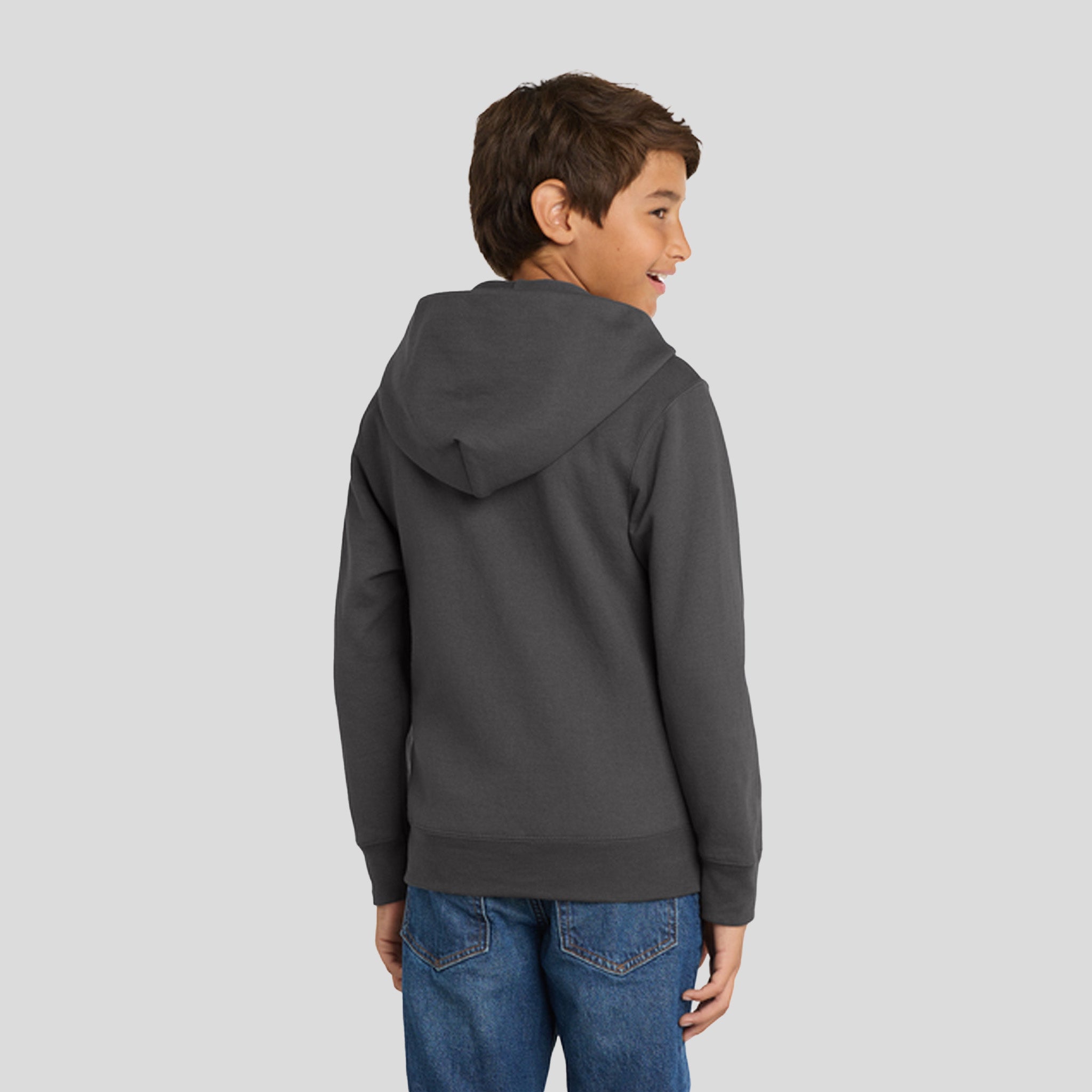 Youth Core Fleece Full-Zip Hooded Sweatshirt | Charcoal