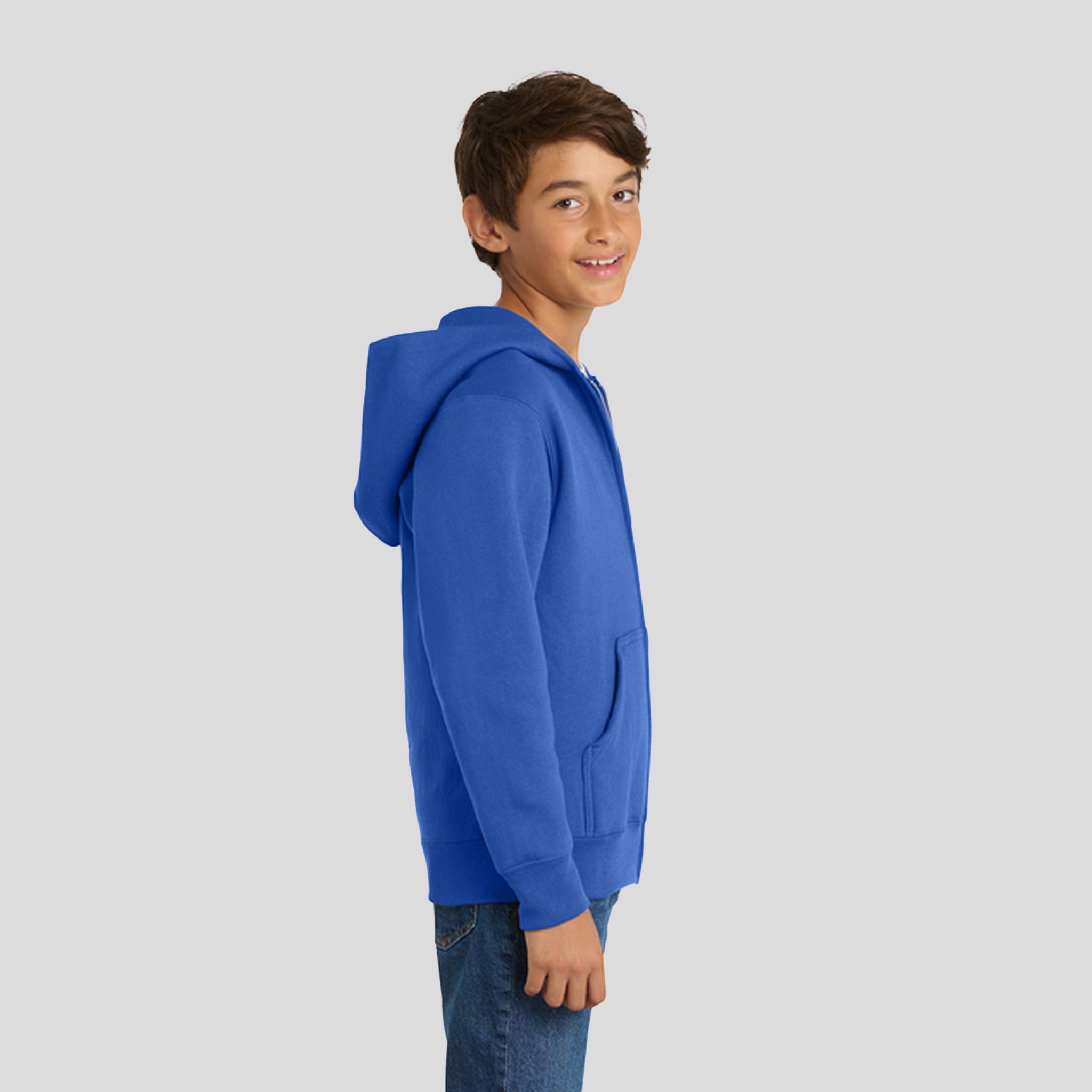 Youth Core Fleece Full-Zip Hooded Sweatshirt | Royal