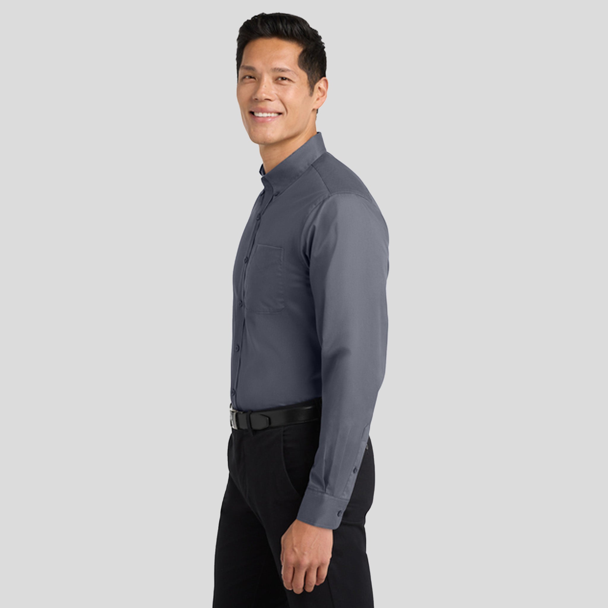 Long Sleeve Easy Care Shirt | Steel Grey/Light Stone