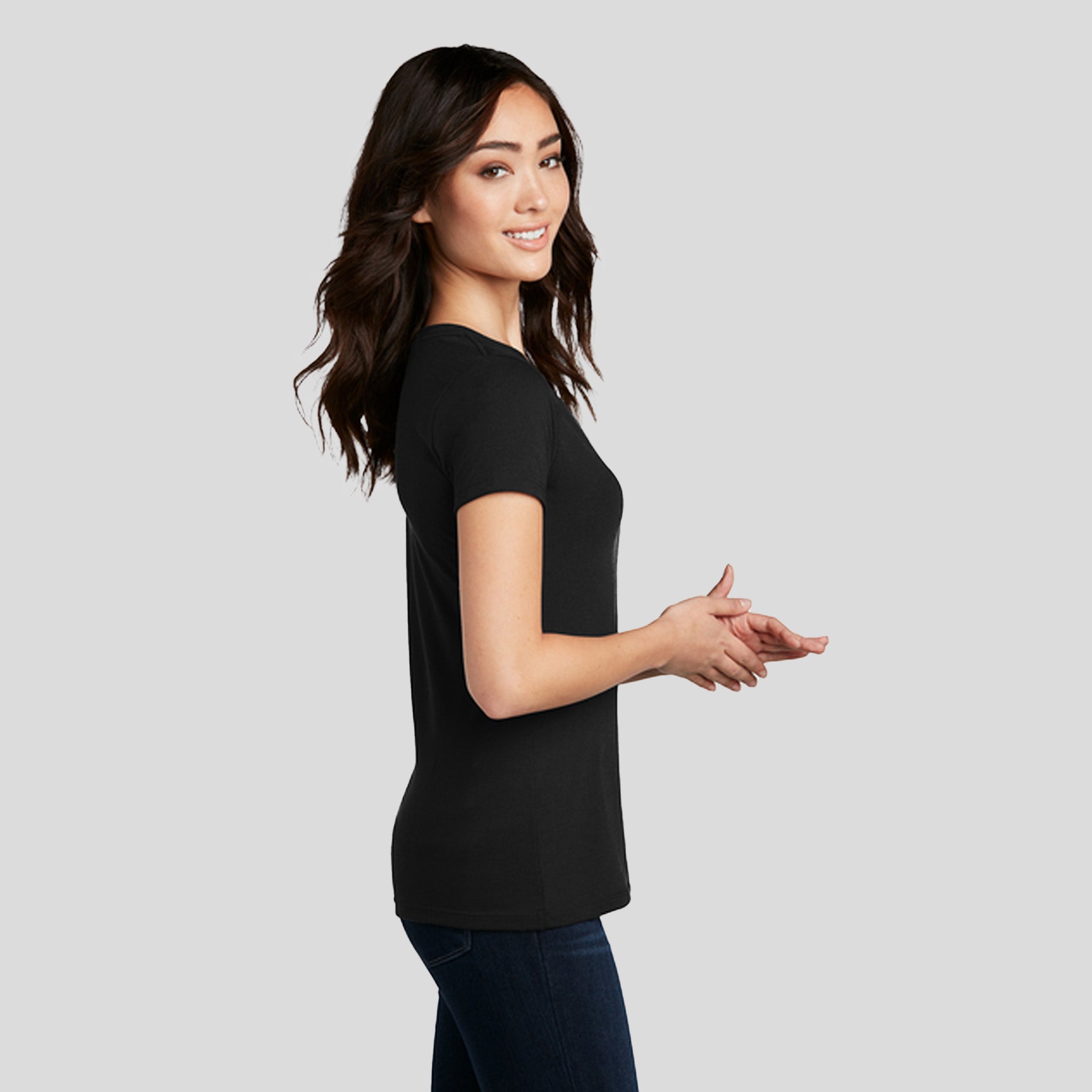 Women’s Perfect Blend® CVC V-Neck Tee | Black