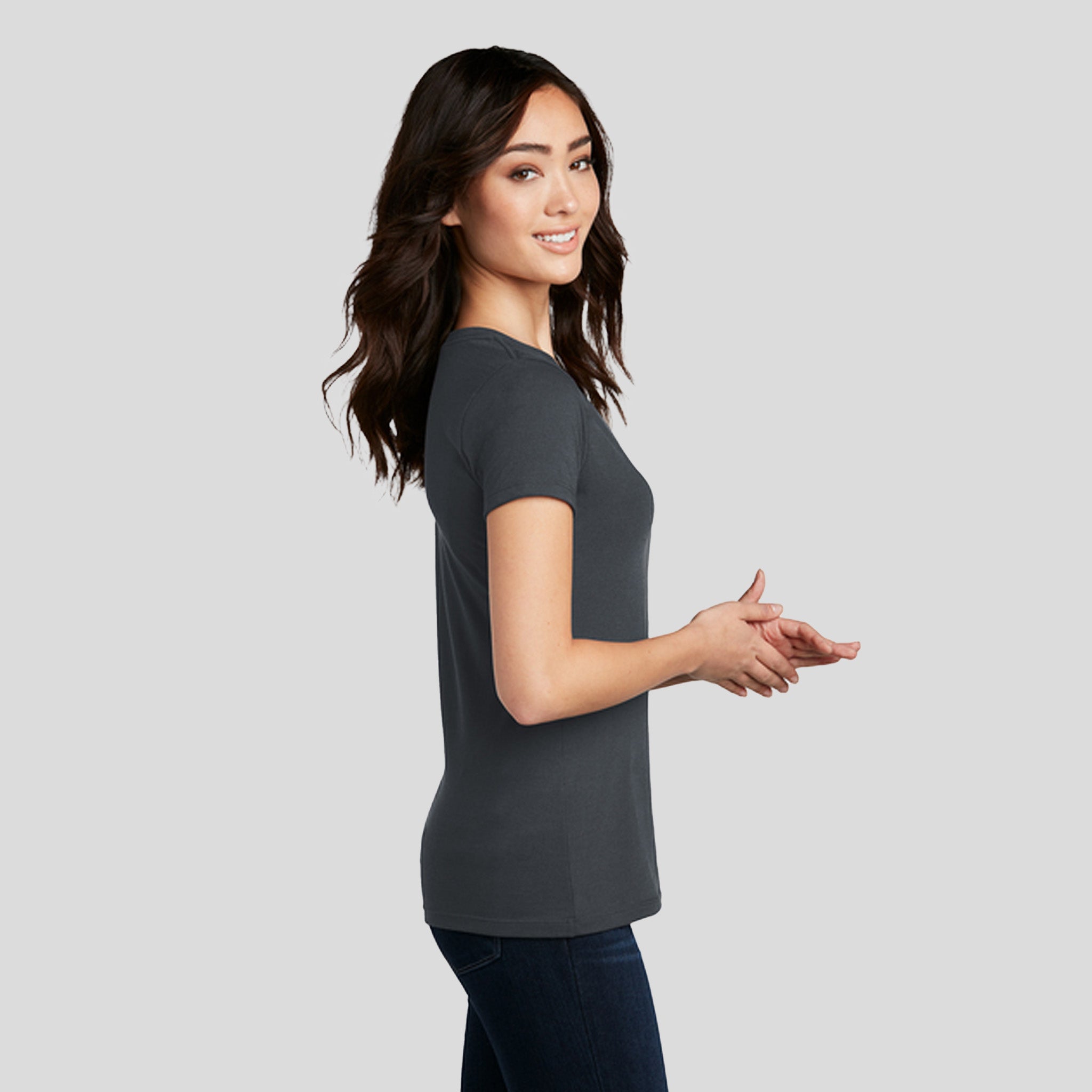 Women’s Perfect Blend® CVC V-Neck Tee | Charcoal