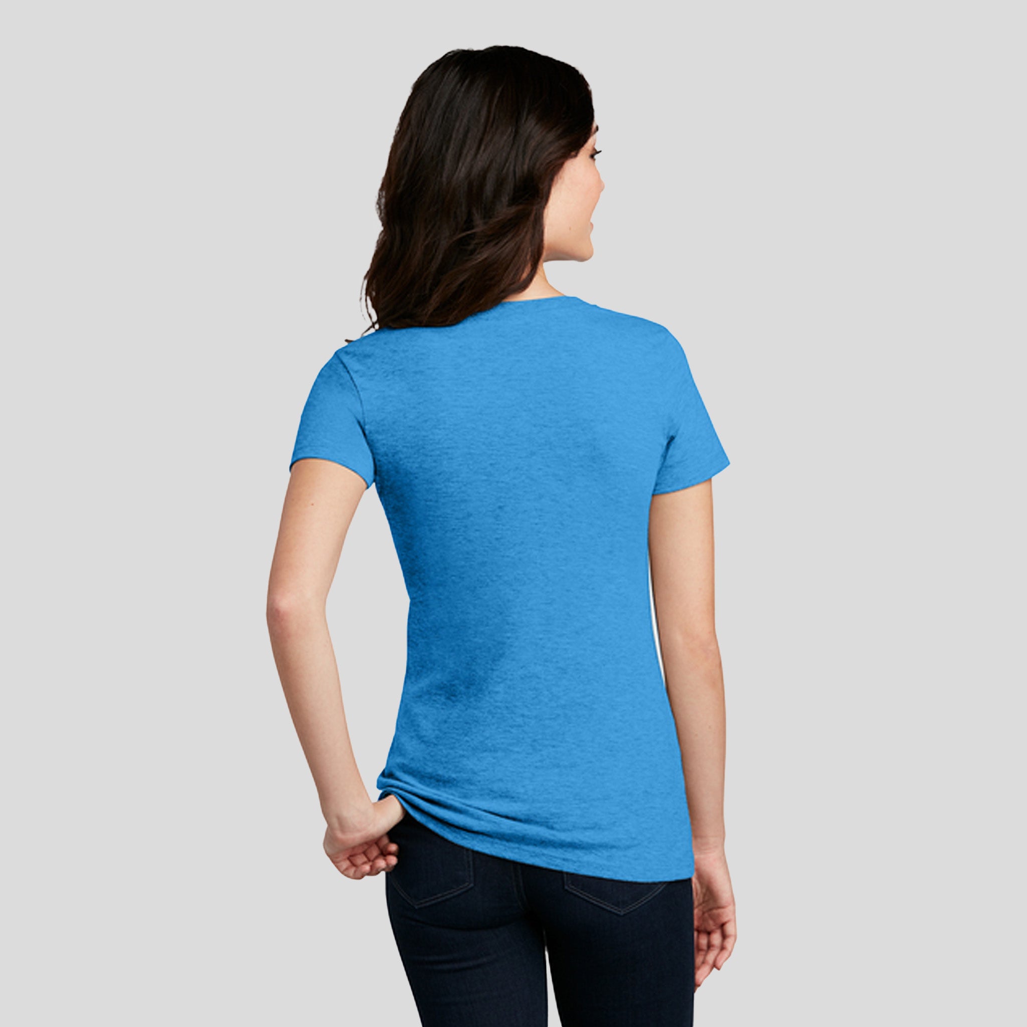 Women’s Perfect Blend® CVC V-Neck Tee | Heathered Bright Turquoise