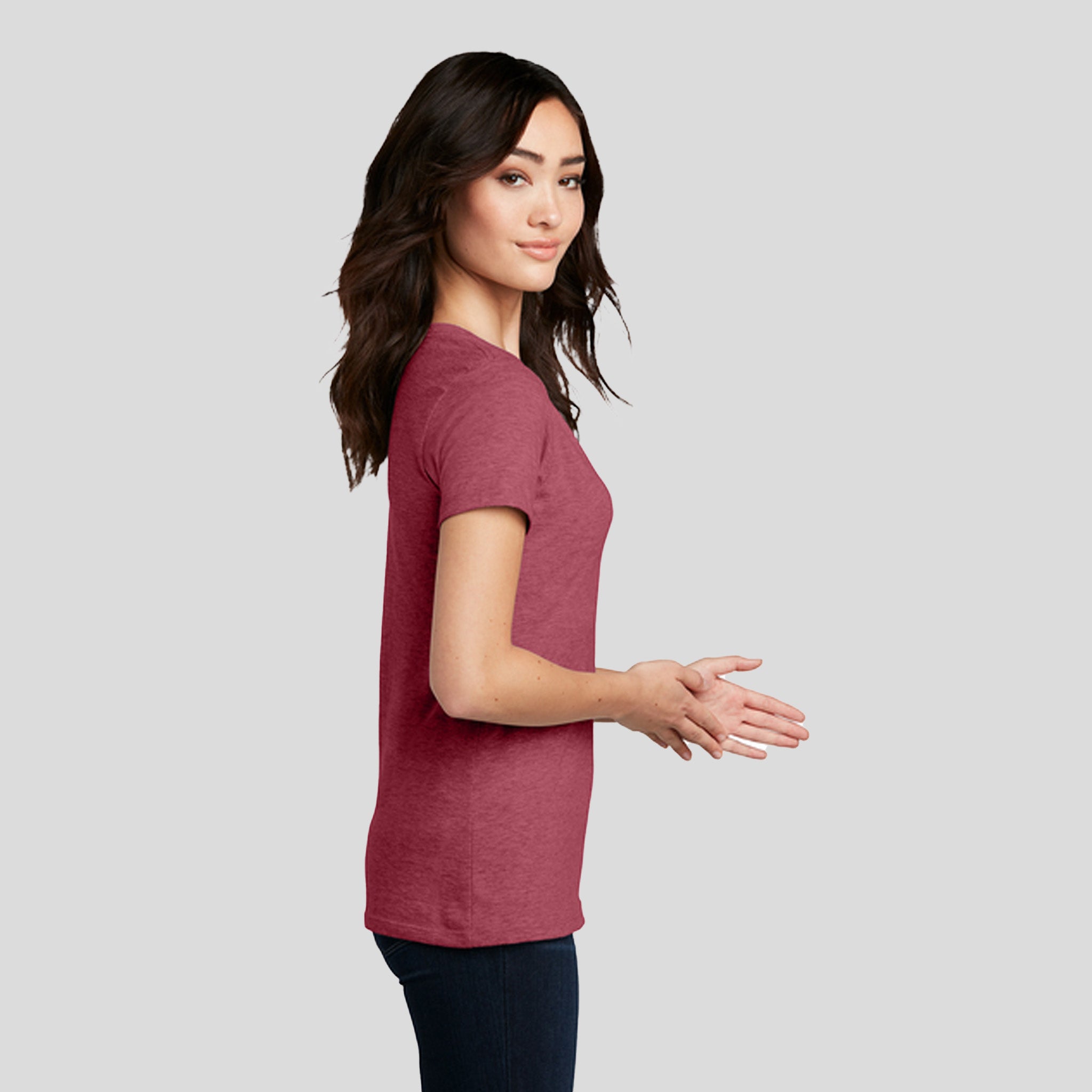 Women’s Perfect Blend® CVC V-Neck Tee | Heathered Red