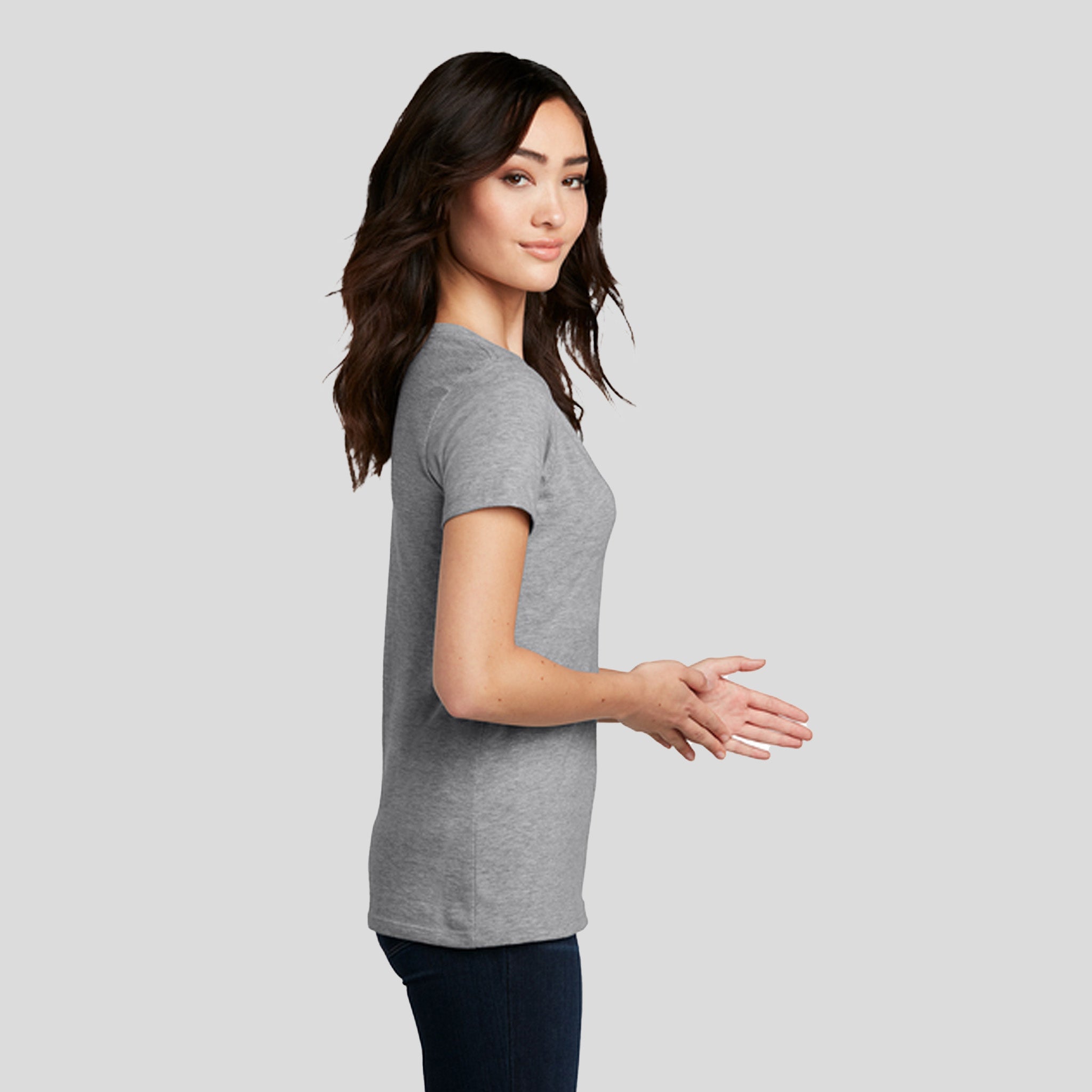 Women’s Perfect Blend® CVC V-Neck Tee | Light Heather Grey