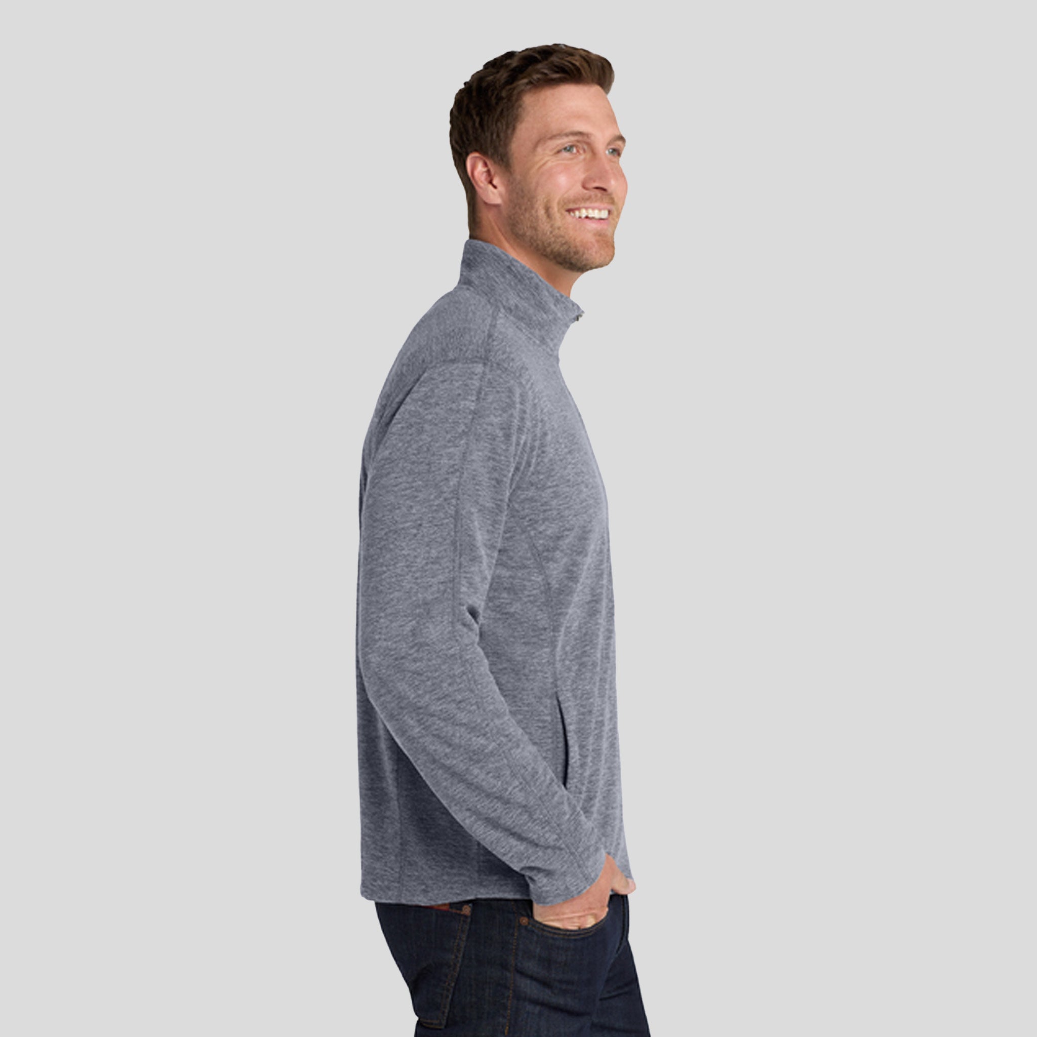 Heather Microfleece Full-Zip Jacket | True Navy Heather